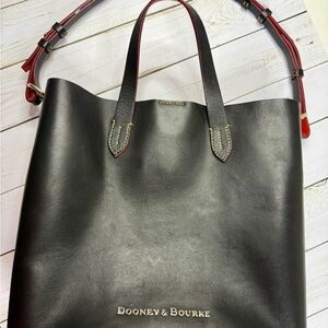 Dooney & Bourke Lilliana Black Leather Tote with Red Trim